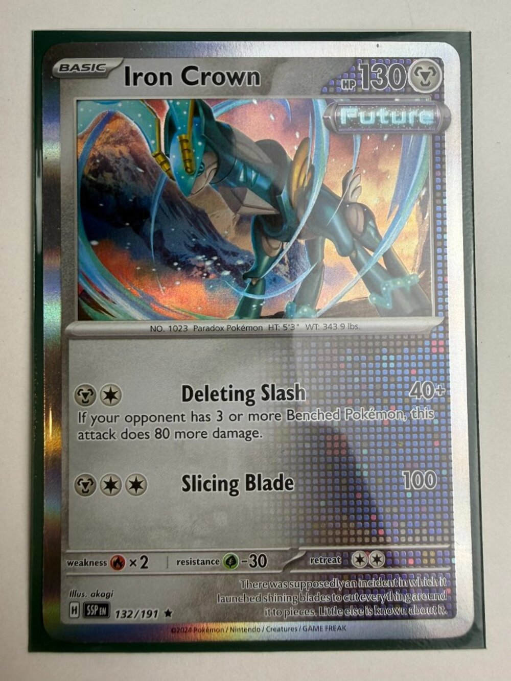 #132/191 Iron Crown Holo Rare - Pokémon S&V Surging Sparks English NM